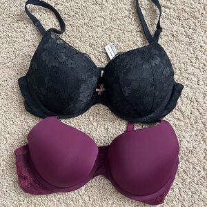 Victoria's Secret Black and Purple Lace bras